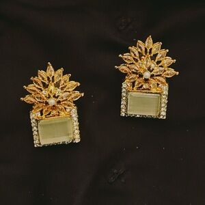 Elegant Gold and Silver Floral Earrings